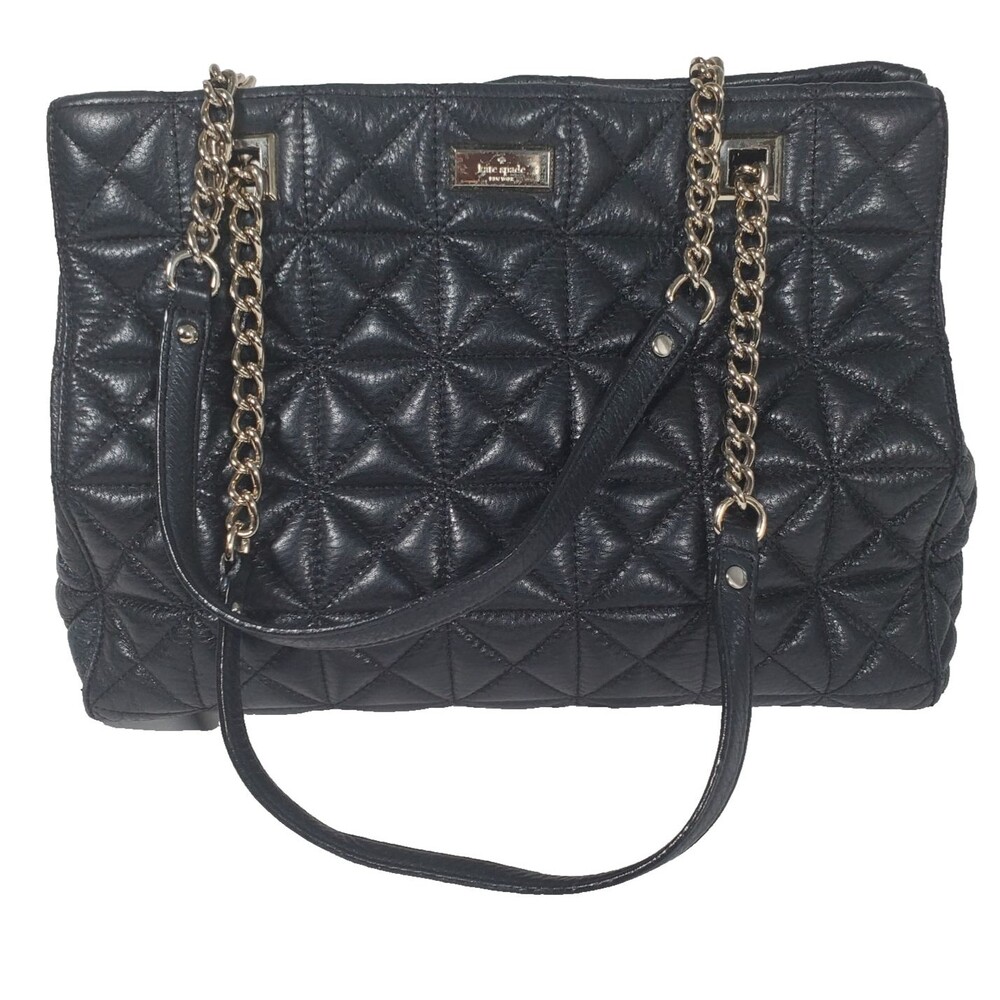 Kate Spade Quilted Leather Shoulder Bag Black Medium "Sedgewick Place" 10x13.5